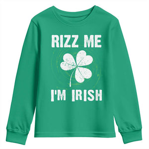 Funny St. Patrick's Day Youth Sweatshirt Rizz Me I'm Irish TS09 Irish Green Print Your Wear