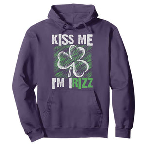 Funny St. Patrick's Day Hoodie Kiss Me I'm iRizz Shamrock TS09 Purple Print Your Wear