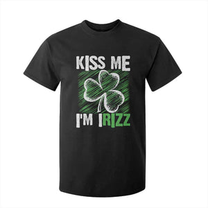 Funny St. Patrick's Day T Shirt For Kid Kiss Me I'm iRizz Shamrock TS09 Black Print Your Wear