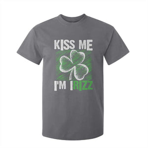 Funny St. Patrick's Day T Shirt For Kid Kiss Me I'm iRizz Shamrock TS09 Charcoal Print Your Wear