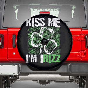 Funny St. Patrick's Day Spare Tire Cover Kiss Me I'm iRizz Shamrock TS09 Black Print Your Wear