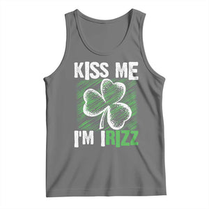Funny St. Patrick's Day Tank Top Kiss Me I'm iRizz Shamrock TS09 Black Heather Print Your Wear