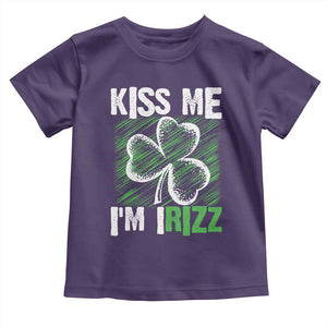 Funny St. Patrick's Day Toddler T Shirt Kiss Me I'm iRizz Shamrock TS09 Purple Print Your Wear