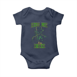 Funny St. Patrick's Day Baby Onesie Kiss Me I'm iRizz Cool Leprechaun TS09 Navy Print Your Wear