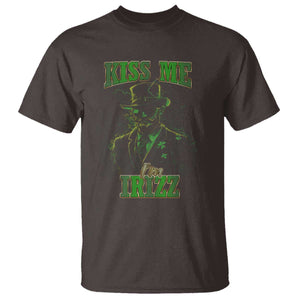 Funny St. Patrick's Day T Shirt Kiss Me I'm iRizz Cool Leprechaun TS09 Dark Chocolate Print Your Wear
