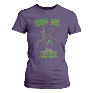 Funny St. Patrick's Day T Shirt For Women Kiss Me I'm iRizz Cool Leprechaun TS09 Purple Print Your Wear