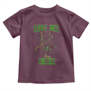 Funny St. Patrick's Day Toddler T Shirt Kiss Me I'm iRizz Cool Leprechaun TS09 Maroon Print Your Wear