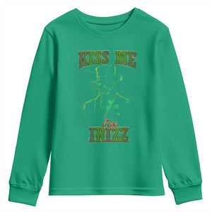 Funny St. Patrick's Day Youth Sweatshirt Kiss Me I'm iRizz Cool Leprechaun TS09 Irish Green Print Your Wear