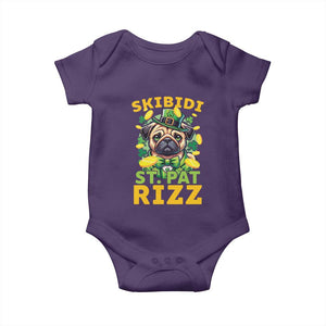 Funny St. Patrick's Day Baby Onesie Skibidi St. Patrizz Cute Dog Leprechaun TS09 Purple Print Your Wear