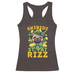 Funny St. Patrick's Day Racerback Tank Top Skibidi St. Patrizz Cute Dog Leprechaun TS09 Dark Chocolate Print Your Wear