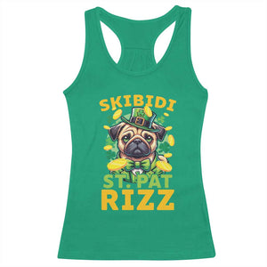 Funny St. Patrick's Day Racerback Tank Top Skibidi St. Patrizz Cute Dog Leprechaun TS09 Irish Green Print Your Wear