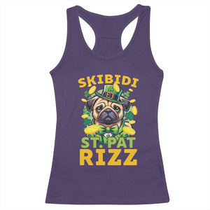 Funny St. Patrick's Day Racerback Tank Top Skibidi St. Patrizz Cute Dog Leprechaun TS09 Purple Print Your Wear