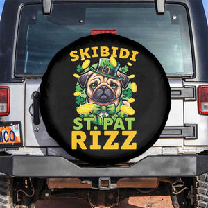 Funny St. Patrick's Day Spare Tire Cover Skibidi St. Patrizz Cute Dog Leprechaun TS09 No hole Black Print Your Wear