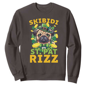Funny St. Patrick's Day Sweatshirt Skibidi St. Patrizz Cute Dog Leprechaun TS09 Dark Chocolate Print Your Wear