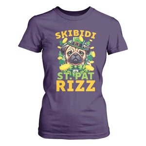 Funny St. Patrick's Day T Shirt For Women Skibidi St. Patrizz Cute Dog Leprechaun TS09 Purple Print Your Wear
