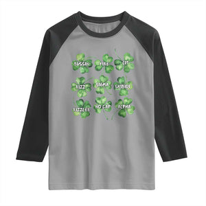 Funny St. Patrick's Day Raglan Shirt Shamrock Lit Rizz Sigma Skibidi Rizzler No Cap Alpha TS09 Sport Gray Black Print Your Wear