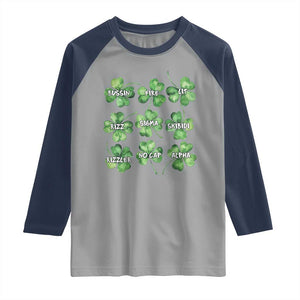 Funny St. Patrick's Day Raglan Shirt Shamrock Lit Rizz Sigma Skibidi Rizzler No Cap Alpha TS09 Sport Gray Navy Print Your Wear
