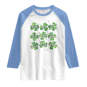 Funny St. Patrick's Day Raglan Shirt Shamrock Lit Rizz Sigma Skibidi Rizzler No Cap Alpha TS09 White Carolina Blue Print Your Wear