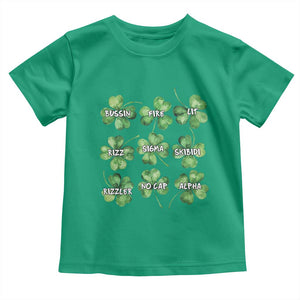 Funny St. Patrick's Day Toddler T Shirt Shamrock Lit Rizz Sigma Skibidi Rizzler No Cap Alpha TS09 Irish Green Print Your Wear