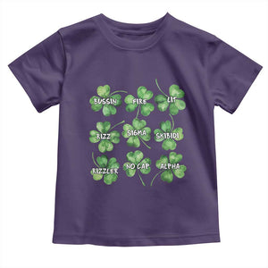 Funny St. Patrick's Day Toddler T Shirt Shamrock Lit Rizz Sigma Skibidi Rizzler No Cap Alpha TS09 Purple Print Your Wear