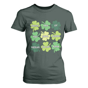 Funny St. Patrick's Day T Shirt For Women Lit Rizz Sigma Skibidi Rizzler No Cap Alpha TS09 Dark Forest Green Print Your Wear