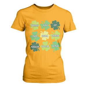 Funny St. Patrick's Day T Shirt For Women Lit Rizz Sigma Skibidi Rizzler No Cap Alpha TS09 Gold Print Your Wear