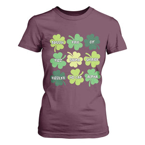 Funny St. Patrick's Day T Shirt For Women Lit Rizz Sigma Skibidi Rizzler No Cap Alpha TS09 Maroon Print Your Wear