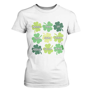 Funny St. Patrick's Day T Shirt For Women Lit Rizz Sigma Skibidi Rizzler No Cap Alpha TS09 White Print Your Wear