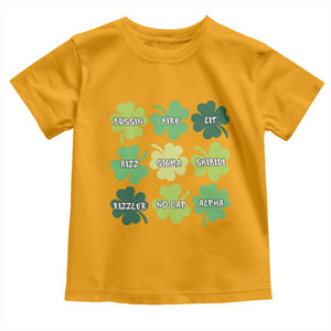 Funny St. Patrick's Day Toddler T Shirt Lit Rizz Sigma Skibidi Rizzler No Cap Alpha TS09 Gold Print Your Wear