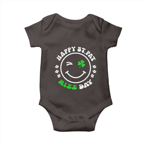 Funny St. Patrick's Day Baby Onesie Happy St Pat Rizz Day Shamrock Lucky Face TS09 Dark Chocolate Print Your Wear