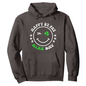Funny St. Patrick's Day Hoodie Happy St Pat Rizz Day Shamrock Lucky Face TS09 Dark Chocolate Print Your Wear