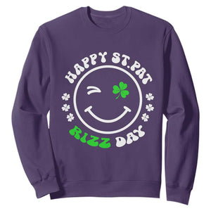Funny St. Patrick's Day Sweatshirt Happy St Pat Rizz Day Shamrock Lucky Face TS09 Purple Print Your Wear