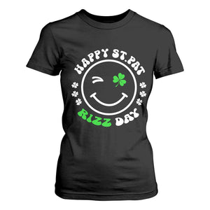 Funny St. Patrick's Day T Shirt For Women Happy St Pat Rizz Day Shamrock Lucky Face TS09 Black Print Your Wear