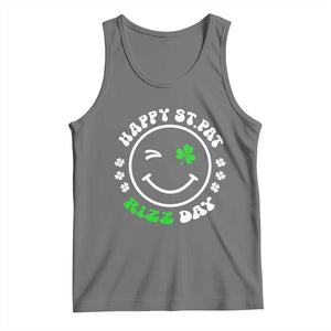Funny St. Patrick's Day Tank Top Happy St Pat Rizz Day Shamrock Lucky Face TS09 Black Heather Print Your Wear