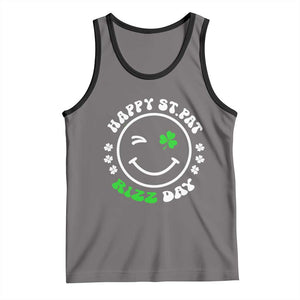Funny St. Patrick's Day Tank Top Happy St Pat Rizz Day Shamrock Lucky Face TS09 Deep Heather Black Print Your Wear