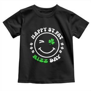 Funny St. Patrick's Day Toddler T Shirt Happy St Pat Rizz Day Shamrock Lucky Face TS09 Black Print Your Wear