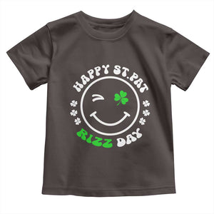 Funny St. Patrick's Day Toddler T Shirt Happy St Pat Rizz Day Shamrock Lucky Face TS09 Dark Chocolate Print Your Wear