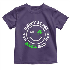 Funny St. Patrick's Day Toddler T Shirt Happy St Pat Rizz Day Shamrock Lucky Face TS09 Purple Print Your Wear