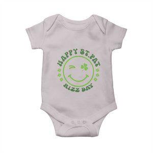 Funny St. Patrick's Day Baby Onesie Happy St Pat Rizz Day Lucky Shamrock Face TS09 Ice Gray Print Your Wear