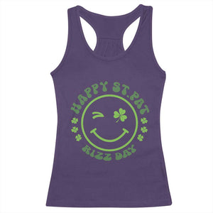 Funny St. Patrick's Day Racerback Tank Top Happy St Pat Rizz Day Lucky Shamrock Face TS09 Purple Print Your Wear