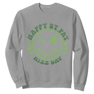 Funny St. Patrick's Day Sweatshirt Happy St Pat Rizz Day Lucky Shamrock Face TS09 Sport Gray Print Your Wear