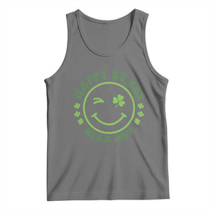 Funny St. Patrick's Day Tank Top Happy St Pat Rizz Day Lucky Shamrock Face TS09 Black Heather Print Your Wear