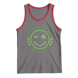 Funny St. Patrick's Day Tank Top Happy St Pat Rizz Day Lucky Shamrock Face TS09 Deep Heather Red Print Your Wear