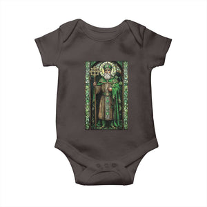 St. Patrick's Day Baby Onesie Saint Patrick Art Aesthetic Stained Glass TS09 Dark Chocolate Print Your Wear