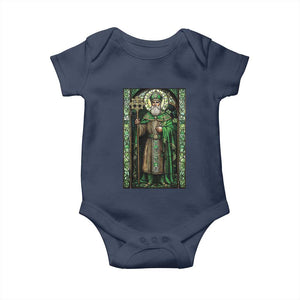 St. Patrick's Day Baby Onesie Saint Patrick Art Aesthetic Stained Glass TS09 Navy Print Your Wear