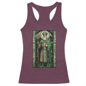 St. Patrick's Day Racerback Tank Top Saint Patrick Art Aesthetic Stained Glass TS09 Maroon Print Your Wear