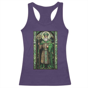 St. Patrick's Day Racerback Tank Top Saint Patrick Art Aesthetic Stained Glass TS09 Purple Print Your Wear