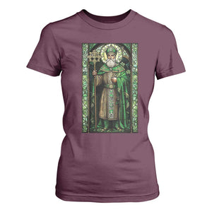 St. Patrick's Day T Shirt For Women Saint Patrick Art Aesthetic Stained Glass TS09 Maroon Print Your Wear