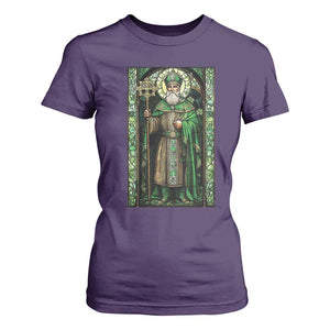 St. Patrick's Day T Shirt For Women Saint Patrick Art Aesthetic Stained Glass TS09 Purple Print Your Wear