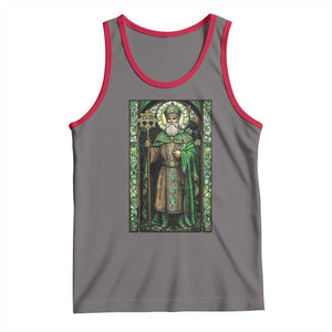 St. Patrick's Day Tank Top Saint Patrick Art Aesthetic Stained Glass TS09 Deep Heather Red Print Your Wear